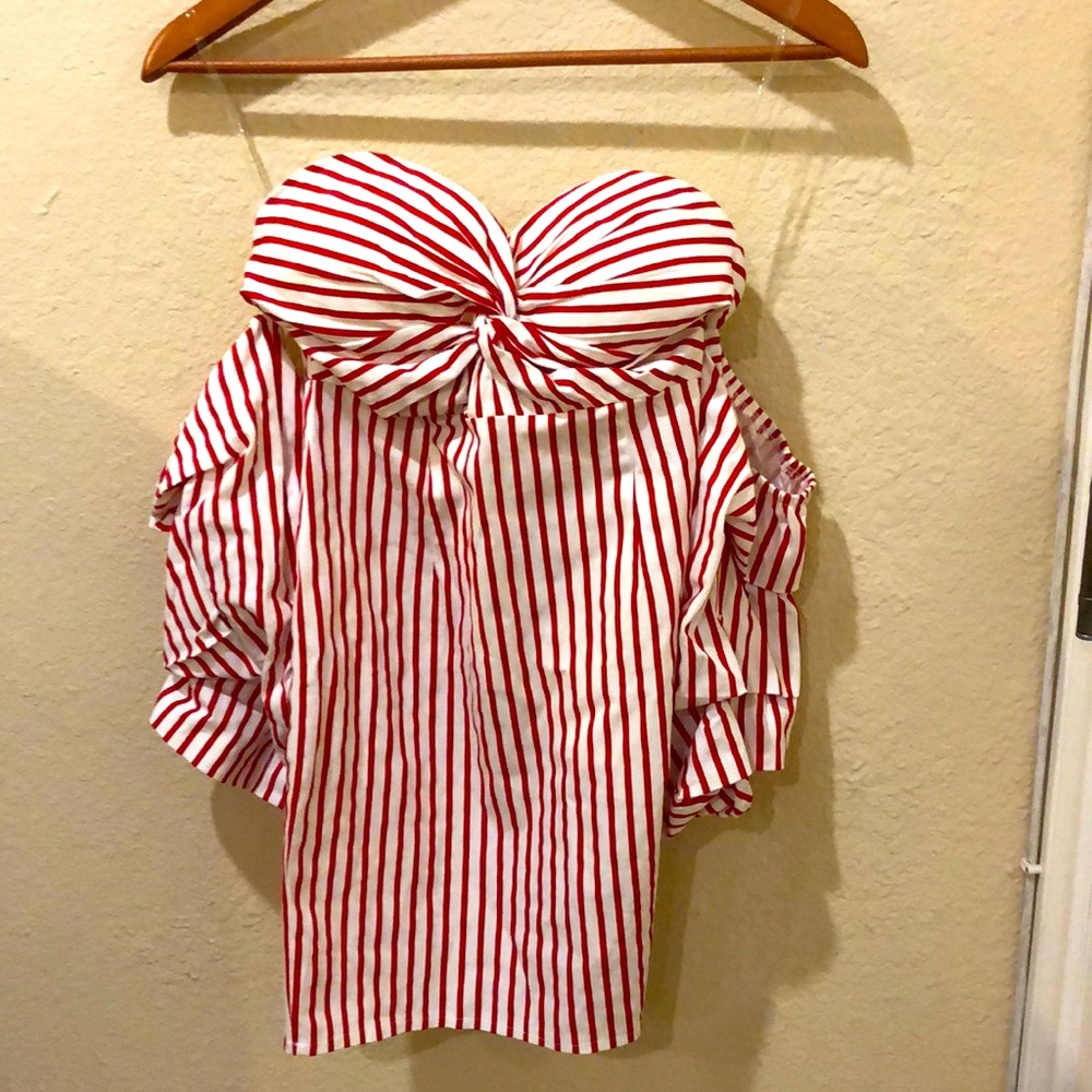 Beachy Striped Off the Shoulder Dress